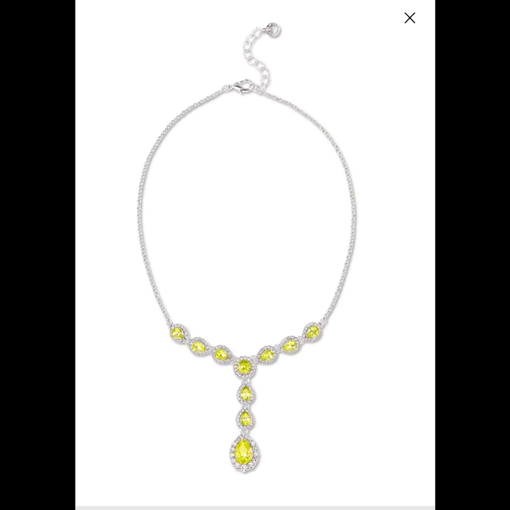 Charter Club Lariat Triple Crystal Drop Necklace - Yellow and sterling silver